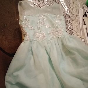 Formal lace mint girls dress